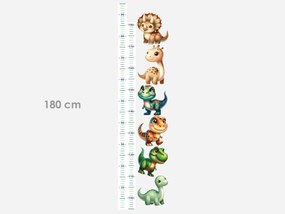 Detský meter s motívom dinosaurov textilní prelepiteľné nálepky na stenu výška 160 cm