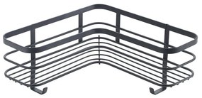 Čierna nástenná rohová kúpeľňová polica Metaltex Origin