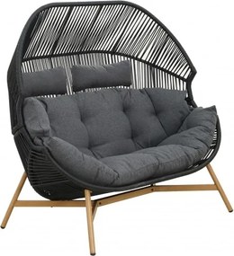 MI Dvojité ratanové kreslo HOLAND čierne