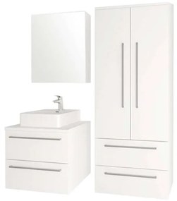 Mereo, Bino, kúpeľňová skrinka vysoká, dvojitá, 65x33x163 cm, biela-dub arlington, MER-CN679