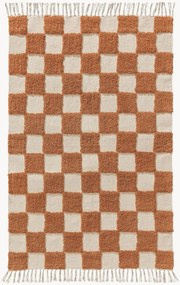 Ručne tkaný bavlnený koberec's reliéfnou štruktúrou Caro