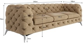 Svetlohnedá zamatová pohovka 243 cm Chelsea – Ropez