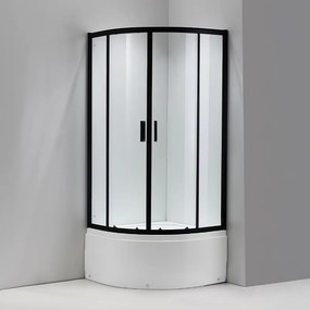 BPS-koupelny Štvrťkruhový sprchový kút MAJA BL 90x90 cm, čierna/transparent v sete s hlbokou sprchovou vaničkou