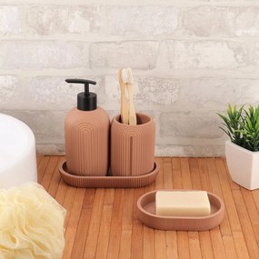 Sada kúpeľňových doplnkov Elya, púdrová/s čiernymi prvkami