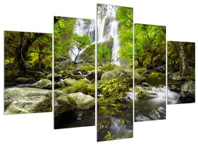 Obraz lesnej krajiny s potokom (150x105 cm)