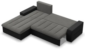 Rohová rozkladacia sedačka AURORA ľavá tmavosivá / čierna
