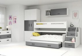 Interbeds Trojlôžková poschodová posteľ Max1 200x80cm bielo sivá