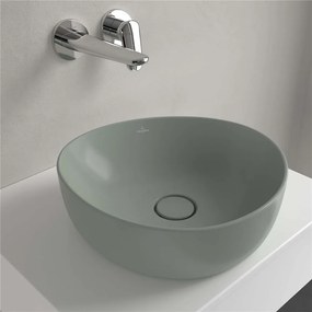 VILLEROY &amp; BOCH Antao asymetrické umývadlo na dosku bez otvoru, bez prepadu, 400 x 395 mm, Morning Green, s povrchom CeramicPlus, 4A7240R8