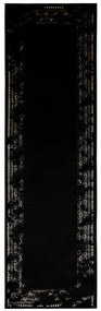 Dywany Łuszczów, Behúň Gloss 408C 86 geometric black/gold, 80x300, čierna, obývacia izba