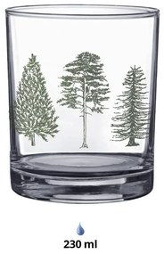 Transparentné poháre na pitie so stromčekmi Natural Pine Trees - Ø 7*9 cm / 230 ml