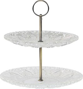 Sklenený 2-poschodový etažér so srdiečkami Heart glass - Ø 22*24 cm