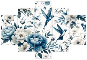 Obraz - Kolibríky s kvetmi (150x105 cm)