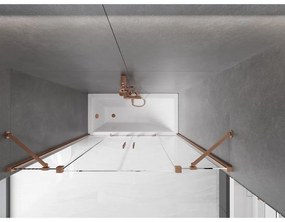 Mexen Velar Duo, 2-krídlová posuvná vaňová zástena 140 x 150 cm, 8mm číre sklo, medený matný profil, 896-140-000-02-65
