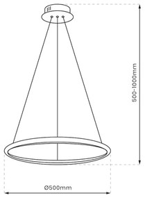 LED Luster na lanku HOOP LED/27W/230V pr. 50 cm 4000K čierna