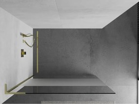 Mexen Kioto L, sprchová zástena Walk-In 80 x 200 cm, 8mm číre sklo-námraza, zlatý matný profil, 800-080-103-55-35