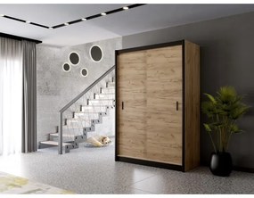 Šatní skriňa SAPHIRA 150x215 cm s posuvnými dverami dub craft
