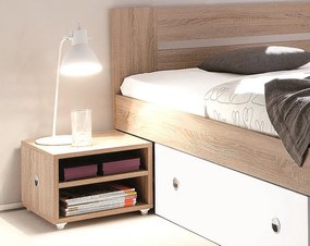 Posteľ s nočnými stolíkmi Stefan 140x200 cm, dub sonoma/biela