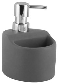Dávkovač mydla/saponátu 330ml, s nádobkou na špongiu, sivý KLC