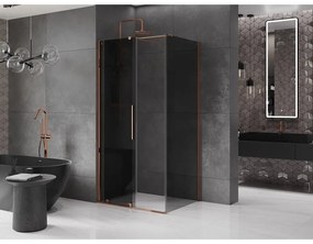 Mexen Velar, sprchový kút s posuvnými dverami 120 x 80 cm, 8mm šedé sklo, ružové zlato, 871-120-080-41-60