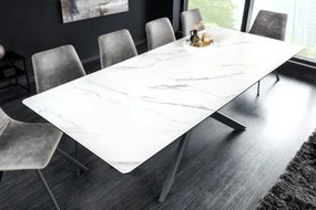 Rozkladací jedálenský stôl Alpine 43844 160/200x90cm Ceramik White marble  - Komfort-nábytok