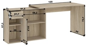 Rohový písací stôl WESLACO - dub sonoma