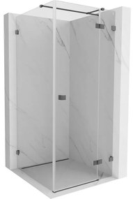 Mexen Lunar T výklopný sprchový kút pravý 120 x 120 cm, číre sklo, brúsený grafit, 834T-120-120-66-00-P