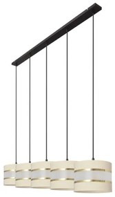 Luster na lanku HELEN 5xE27/15W/230V krémová/čierna/zlatá