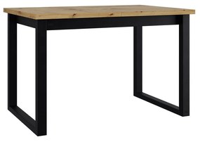 Jedálenský stôl Elarno 92 x 160/240 III L, Morenie: dub artisan L, Farby nožičiek: čierne kovové