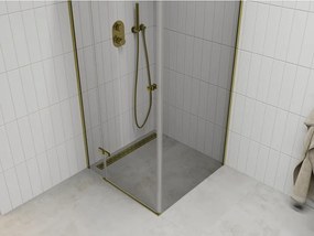 Mexen Roma, sprchovací kút 90 (dvere) x 90 (stena) cm, 6mm číre sklo, zlatý profil, 854-090-090-50-00