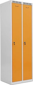 Kovová šatníková skriňa Trestles SS2M 1800x600x500 mm, 2 oddiely, žlté dvere Podnož: nožičky, Zámok: cylindrický