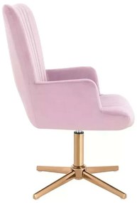 LuxuryForm DESIGN Kreslo AMADEO VELUR na zlatom kríži - levanduľa