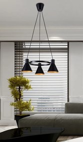Candellux Čierno-zlatý závesný luster More pre žiarovku 3x E27 33-71156