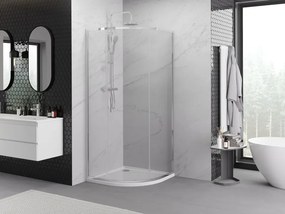 Mexen Exo, štvrťkruhový sprchovací kút s posuvnými dverami 90 x 90 cm, 6mm číre sklo, chrómový profil, 8131-090-090-01-00