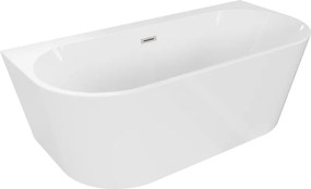 Mexen Oval+, voľne stojaca vaňa ku stene 170 x 80 cm, biela lesklá, brúsená oceľ, 52681708000-97