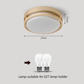 Brilagi - Stropné svietidlo ORINO 2xE27/40W/230V priemer 27 cm zlatá/dub