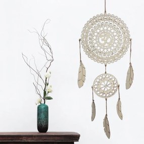 Drevený lapač snov OM Mandala - Boho dekorácia na stenu I SENTOP PR0001