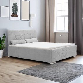 Čalúnená posteľ s úložným priestorom a matracom SOLO 160 x 200 cm Světle šedá