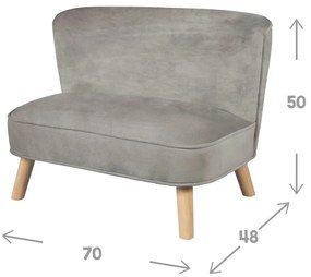 Svetlosivá zamatová detská pohovka 70 cm Lil Sofa – Roba