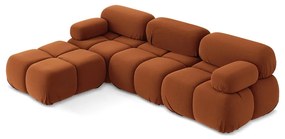 Oranžová zamatová modulárna rohová pohovka Lokua – Makamii