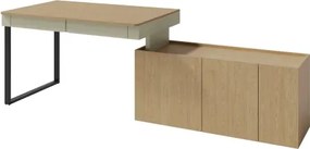 Písací stôl s komodou Lucky, eukalyptovo zelená/baltský dub%