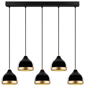 Závesný luster na lanku YILDO 5xE27/40W/230V čierna/zlatá