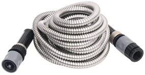 Záhradná hadica s tryskou, strieborná 0,6" 15 m, oceľ