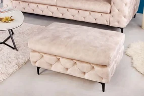 Dizajnový taburet na sedenie Barock Style šampanská zamat 90cm