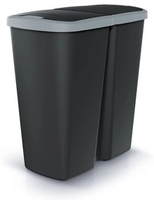 Odpadkový kôš DUO čierny, 45 l, sivá / čierna
