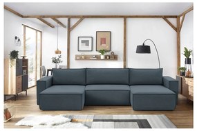 Tmavomodrá rohová pohovka do "U" Nihad - Bobochic Paris