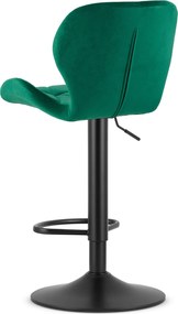 Sada 2 barových stoličiek WEST zamatová zelená / čierna podnož