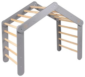 Sivý pikler trojuholník z borovicového dreva 61x112x94 cm Montessori – Meowbaby