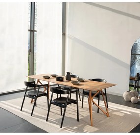 Jedálenská stolička z masívneho dubového dreva s modrosivým sedadlom Gazzda Muna