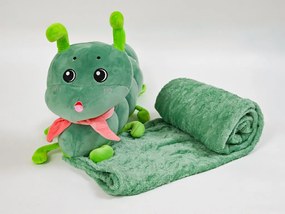 Plyšová HÚSENICA s detskou dekou vo vnútri, zelená