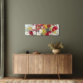 Obraz vázy s divokými kvetmi (s hodinami) (90x30 cm)